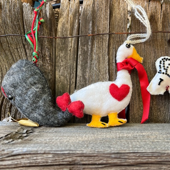 Vintage Americana Christmas Ornaments Handmade Goose, Whale, and Sheep - Picture 9 of 9